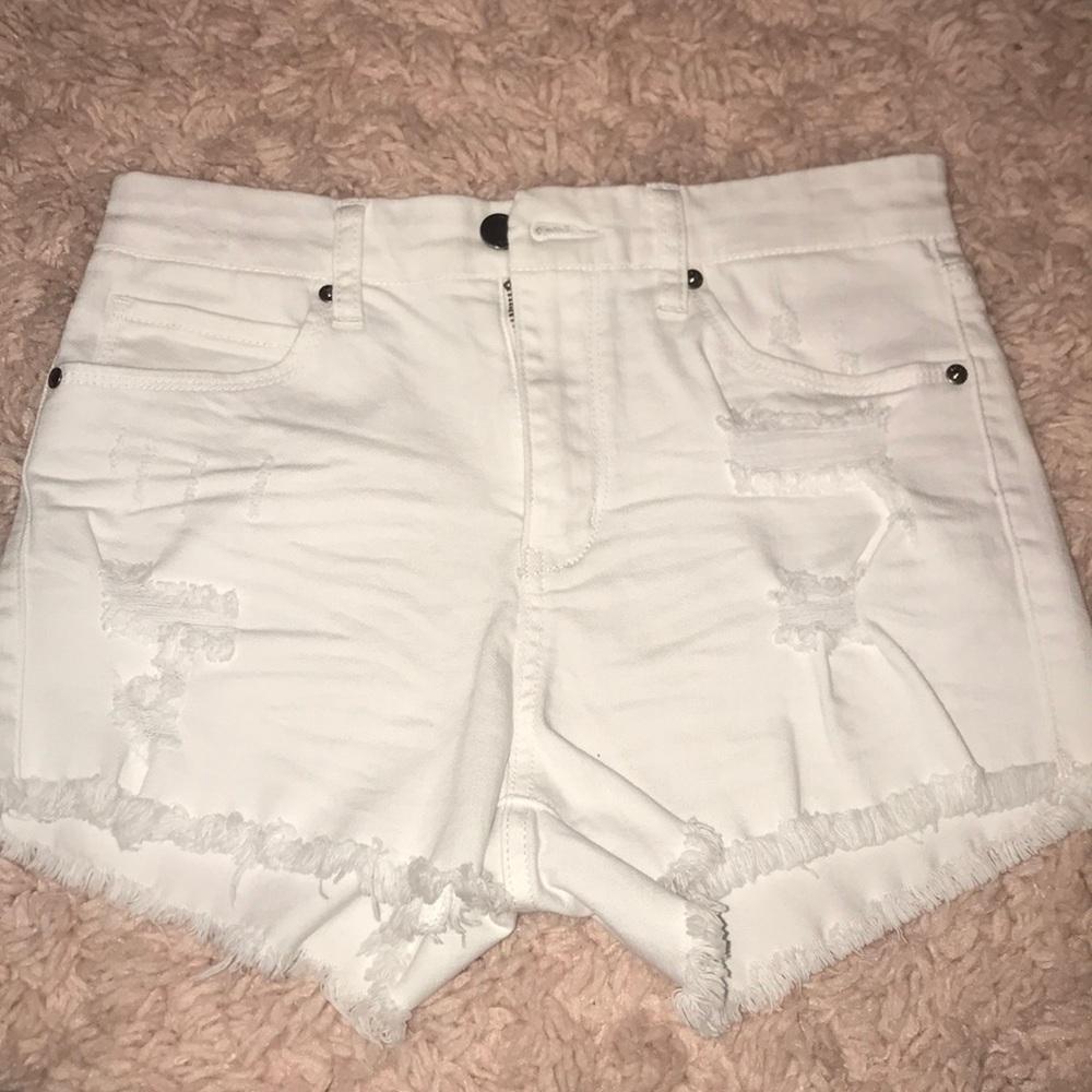 White blue jean shorts